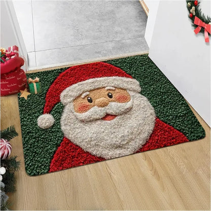 Alfombra navideña para puerta, Papá Noel rojo, exterior e interior