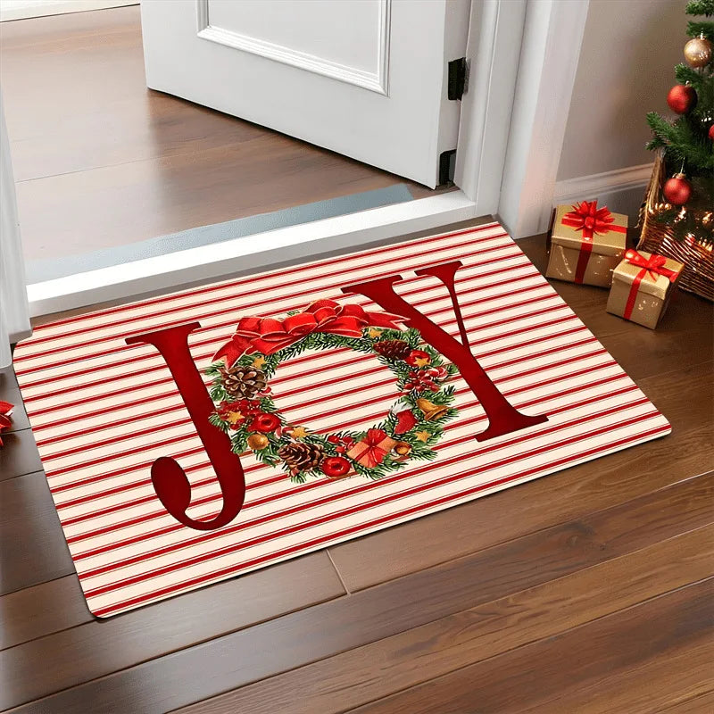 Alfombra navideña para puerta, Papá Noel rojo, exterior e interior